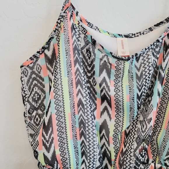 No Boundaries Asymmetrical Hem Aztec Print Multicolored Dress Size Large - Picture 9 of 14